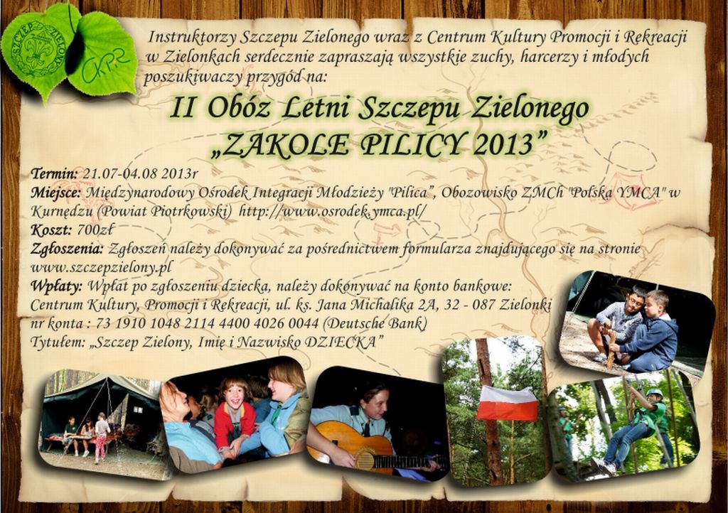 II Obóz Letni Szczepu Zielonego „Zakole Pilicy 2013” – trwają zapisy
