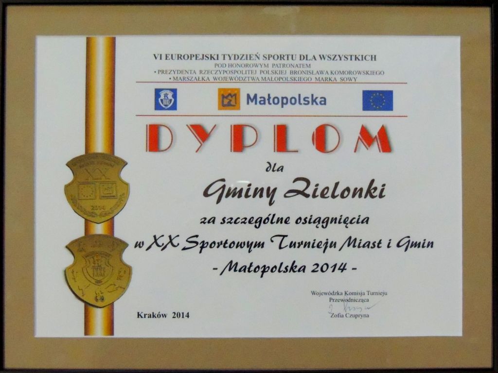 Dyplom dla gminy Zielonki