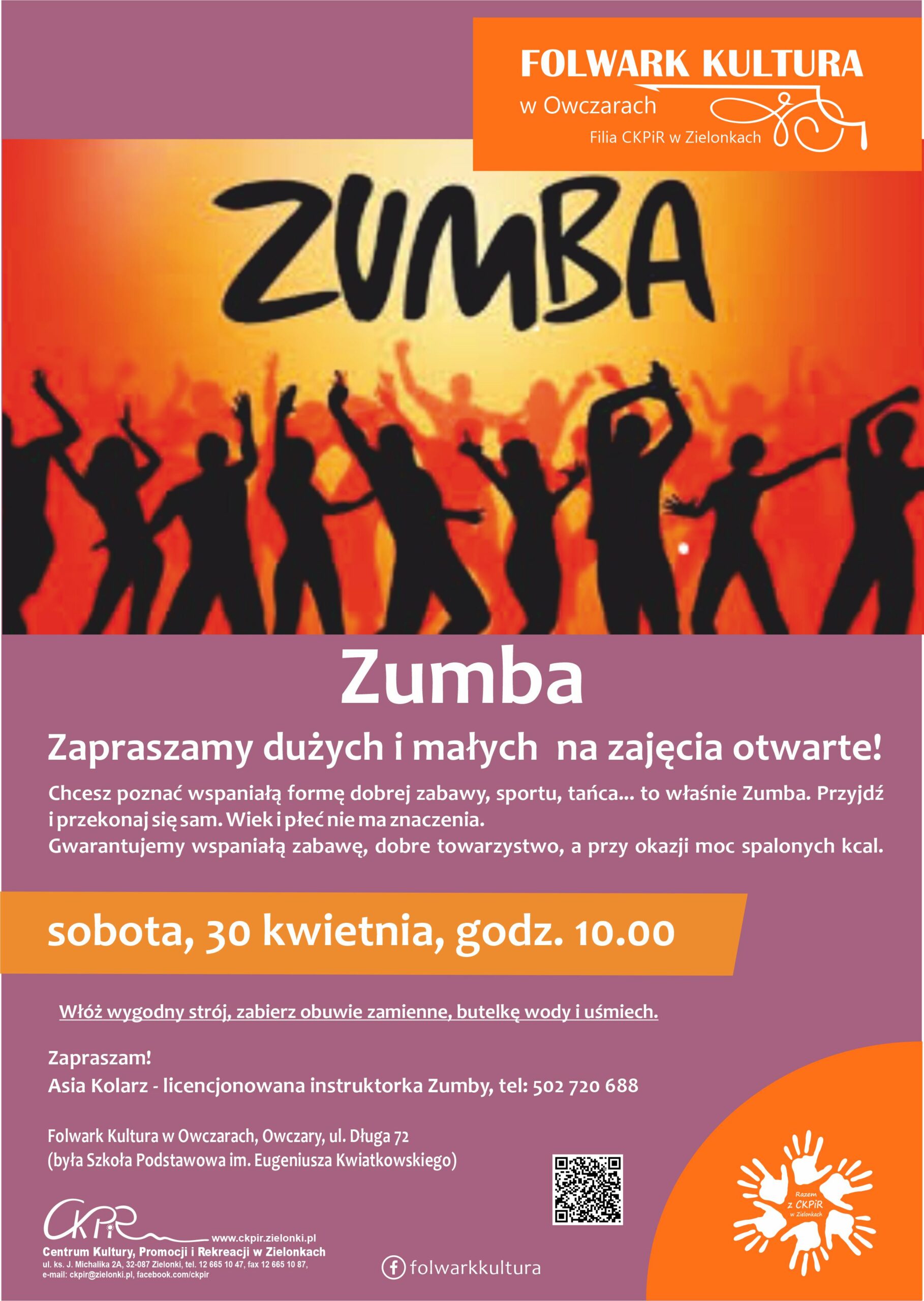 Dzień otwarty z Zumbą 30 kwietnia w Folwarku Kultura