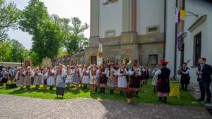 Parafialno-Gminna Orkiestra Dęta z Zielonek podczas procesji na Skałkę.